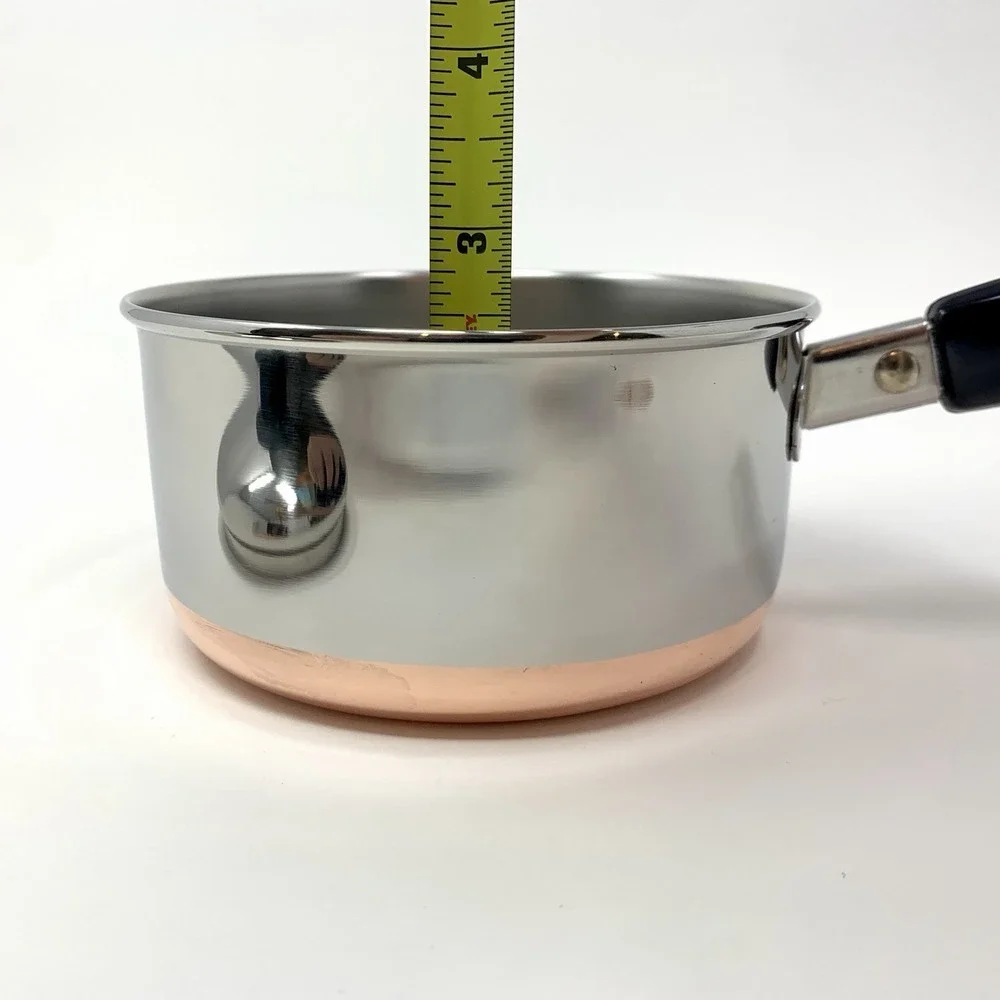 Vtg Revere Ware 3/4 QT Sauce Pan 1801 Copper Bottom Pot, Lid '81 Clinton ILL USA